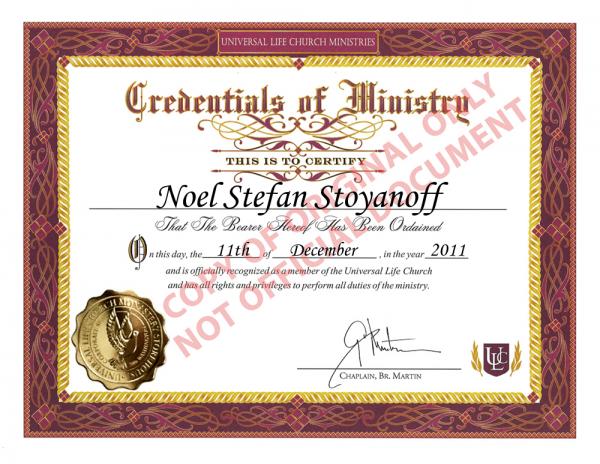 Universal Life Church Credentials